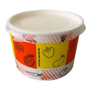 Prepared cardboard soup bowl with plastic cover also leakproof