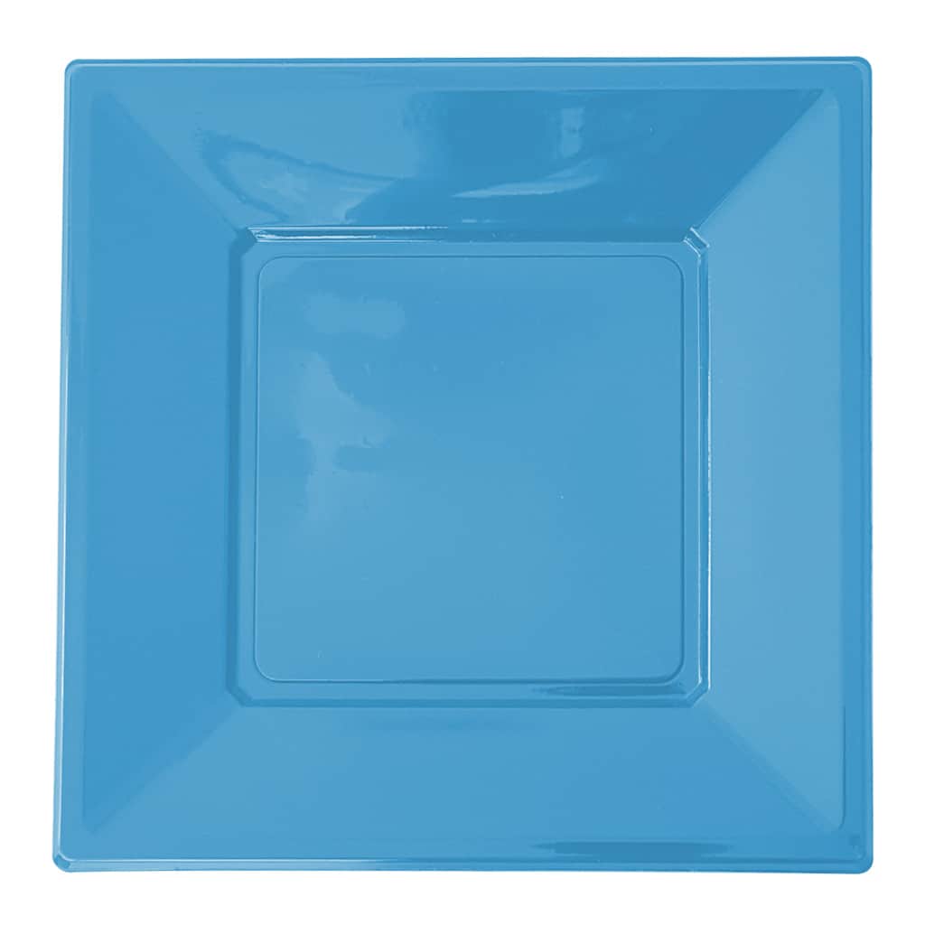 açık mavi kare plastik tabak 17 cm 8 adetli pakette