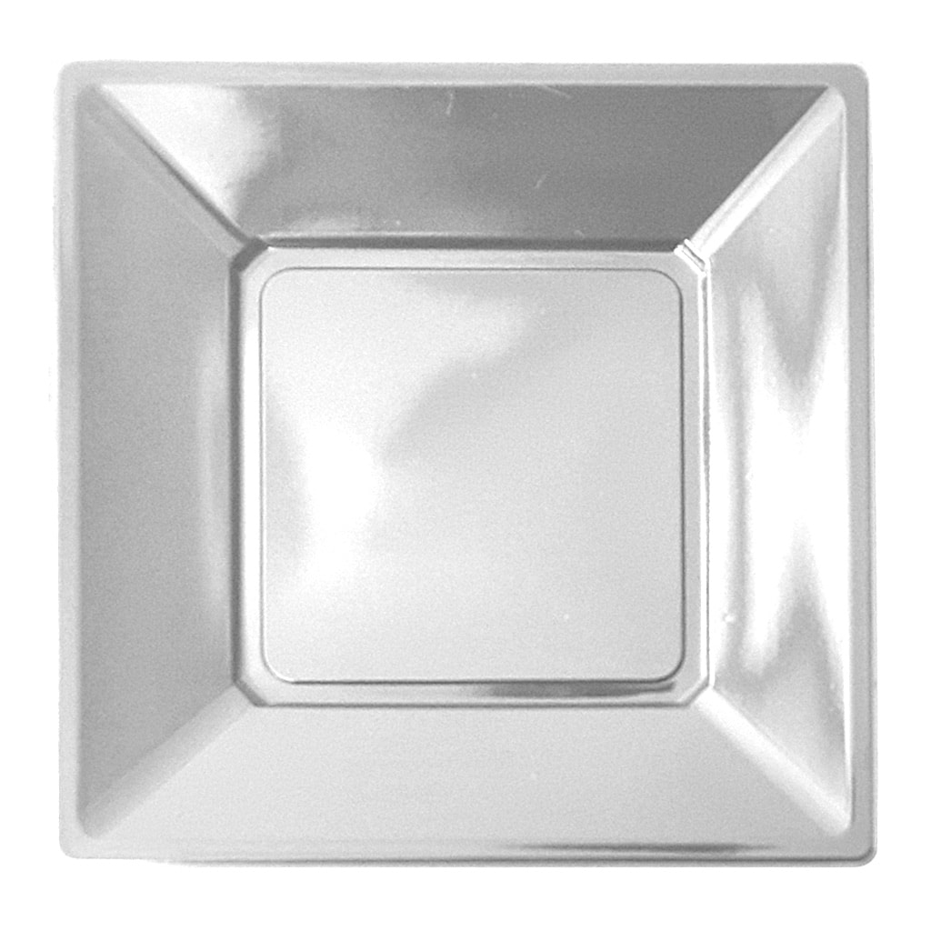 gümüş renk kare plastik tabak 23 cm 8 adetli pakette