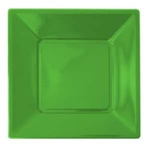 yeşil renk kare plastik tabak 23 cm 8 adetli pakette