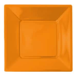 turuncu renk kare plastik tabak 23 cm 8 adetli pakette