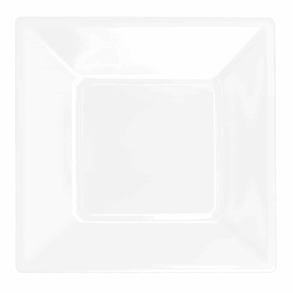 beyaz renk kare plastik tabak 23 cm 8 adetli pakette