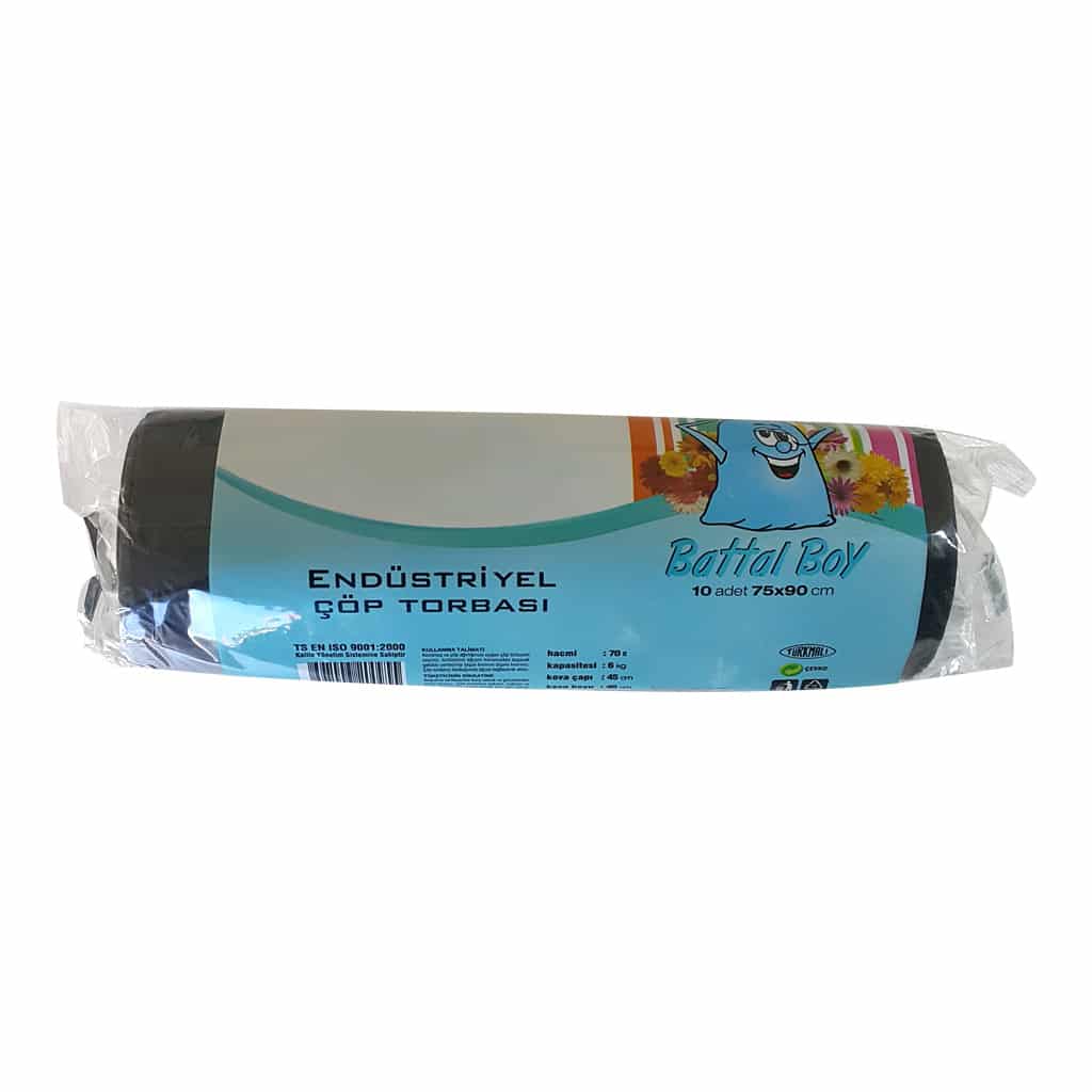 75×90 cm Battal Boy endüstriyel Çöp Torbası 10 adetli pakette