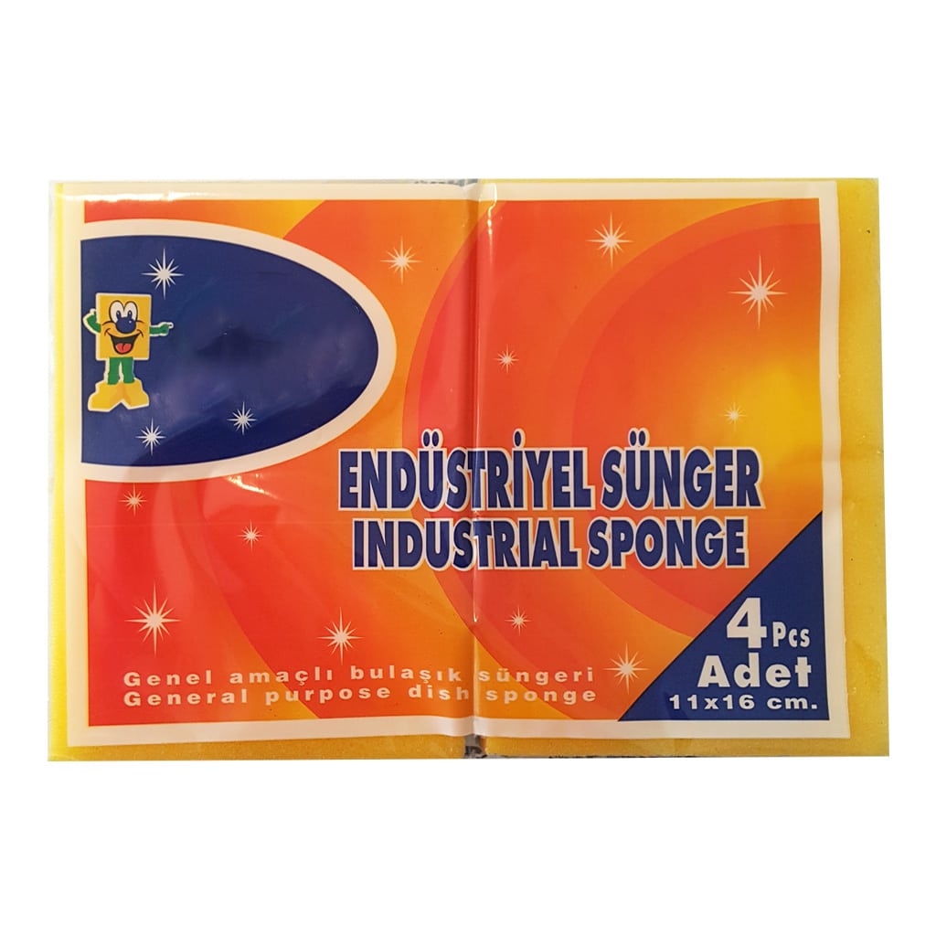 genel amaçlı bulaşık süngeri endüstriyel 4 adetli pakette 11×16 cm