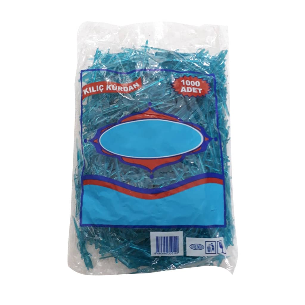 Kılıç kürdan turkuaz renk 1000 adetli pakette
