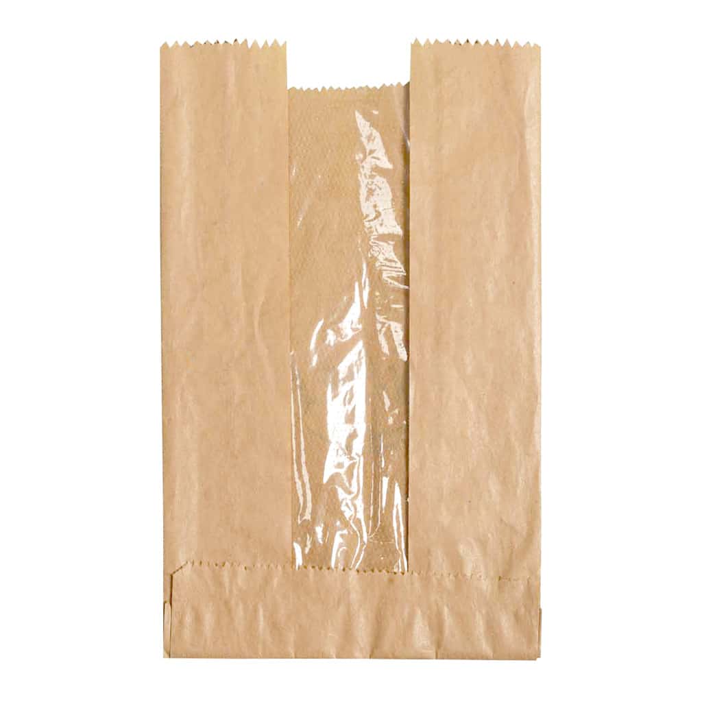 Pencereli kese kağıdı 19x33x6 cm ebatında 5 kg’lık ve 10 kg’lık pakette, ürün kraft renktedir ve şamua kağıttan üretilmiştir