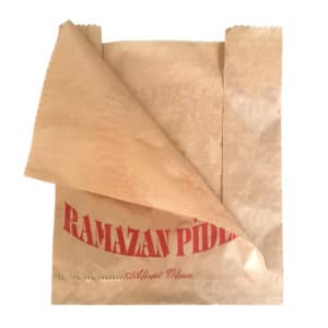 Ramazan pidesi kese kağıdı 27,5x39x10 cm ebatta, 17 kg’lık pakette. 1 kg yaklaşık 75-80 adet. Ürün şamua kraft kağıttan