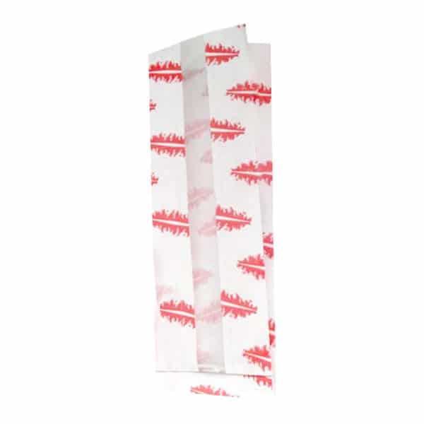 Pencereli kese kağıdı sandviç 9x26x5 cm ebatında 5 kg’lık pakette, ürün beyaz renktedir ve üzerinde kırmızı desenli