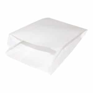 Beyaz sülfit kese kağıdı 22x41x10 cm ebatında, 5 kg’lık pakette. Ürün gıdayla temasa uygun beyaz sülfit kağıttan üretilmiştir.