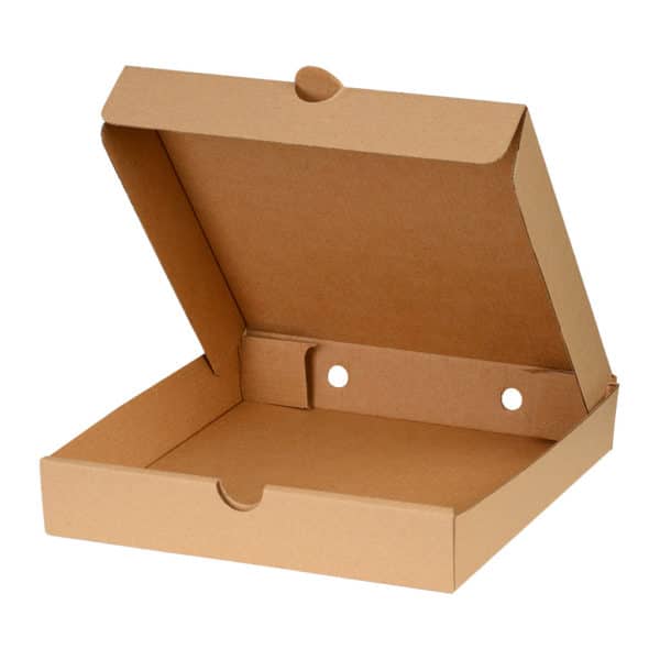 33x33x3,5 cm pizza kutusu 100 adetli pakette ve baskısız düz kraft renktedir, gıdayla temasa uygun E dalga kartondan üretilmiştir.