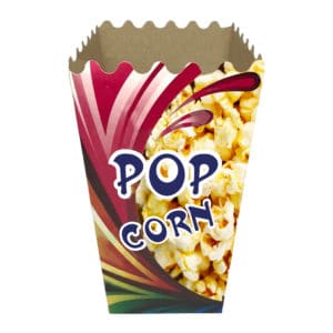 Popcorn kutusu orta boy 6,5x9x19 cm ebatında 500 adetli ve 5000 adetli pakette. Ürün gıdayla temasa uygun kartondan üretilmiştir.