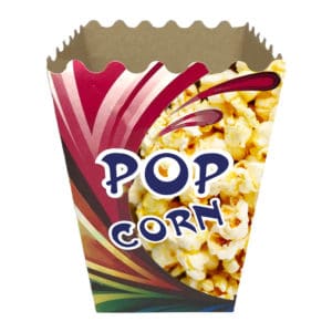 Popcorn kutusu büyük boy 11x13x21 cm ebatında 500 adetli ve 5000 adetli pakette. Ürün gıdayla temasa uygun kartondan üretilmiştir.