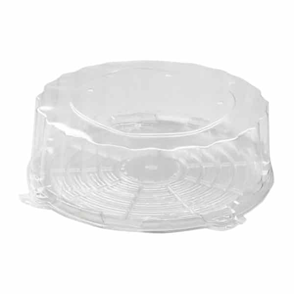 Plastik yaş pasta kabı 21 cm çap x 10 cm yükseklik, 20 adetli pakette, ürün gıdayla temasa uygun plastikten üretilmiştir.