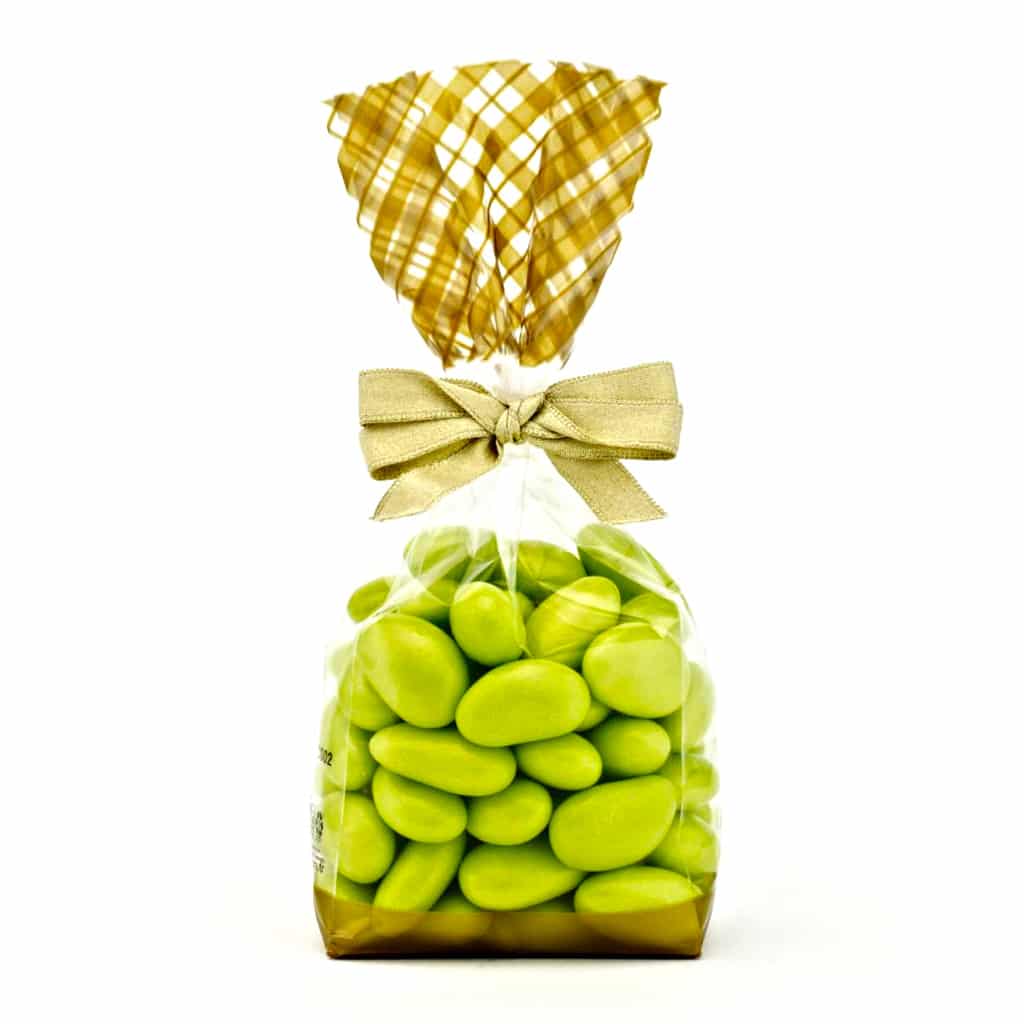 Altın çizgili şeffaf poşet küçük boy, 100 adetli pakette