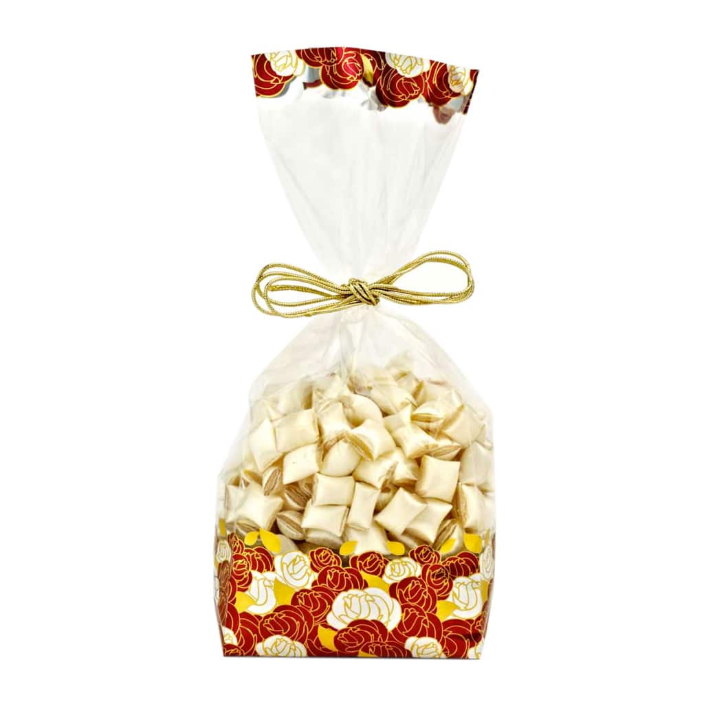 Gül bahçesi temalı şeffaf poşet, 100 adetli paketlerde