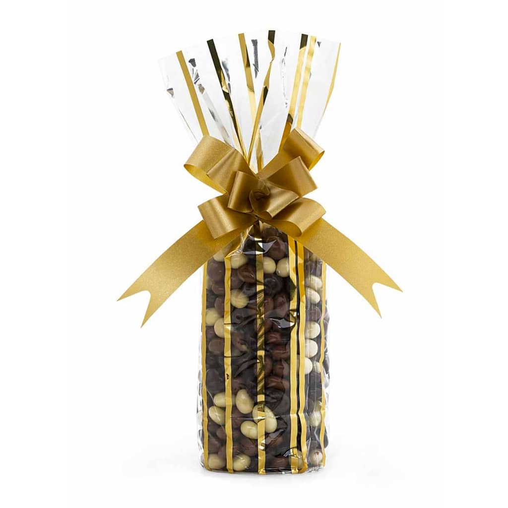 Altın çizgili ekstra mini daireli şeffaf poşet, 100 adetli pakette