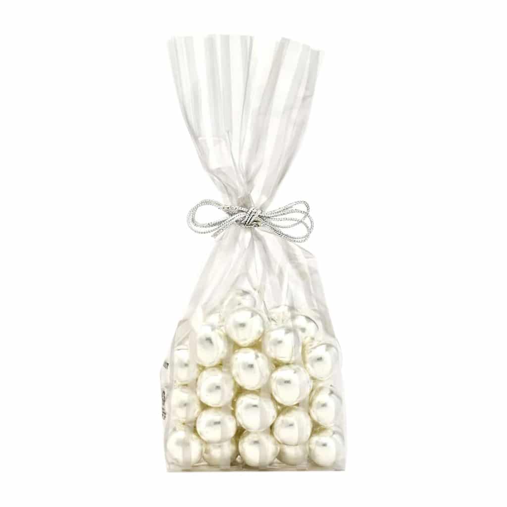 İnce gümüş renk çizgili şeffaf poşet küçük boy, 100 adetli pakette