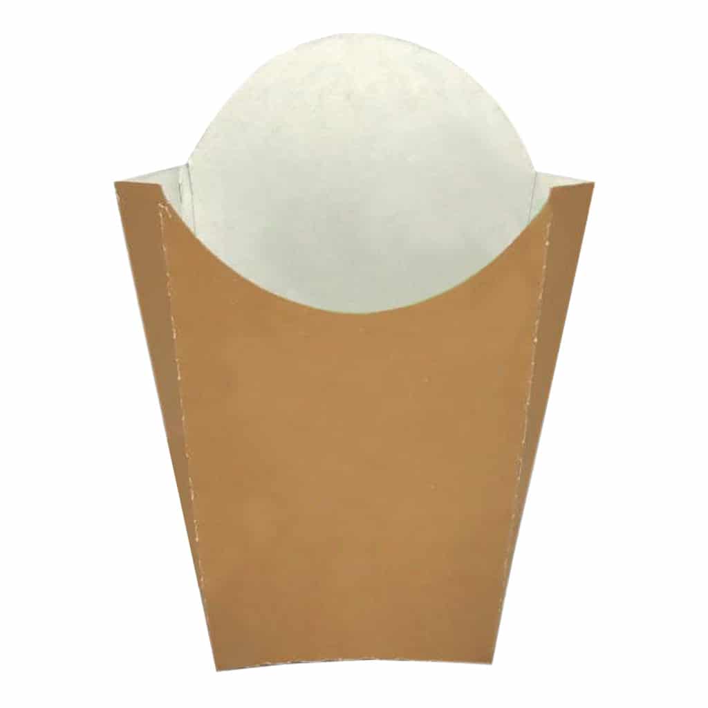 Büyük boy cips kutusu 15x9x4 cm ebatta, 500 adetli pakette, ürün düz kraft renktedir ve gıdayla temasa uygun kartondan üretilmiştir.