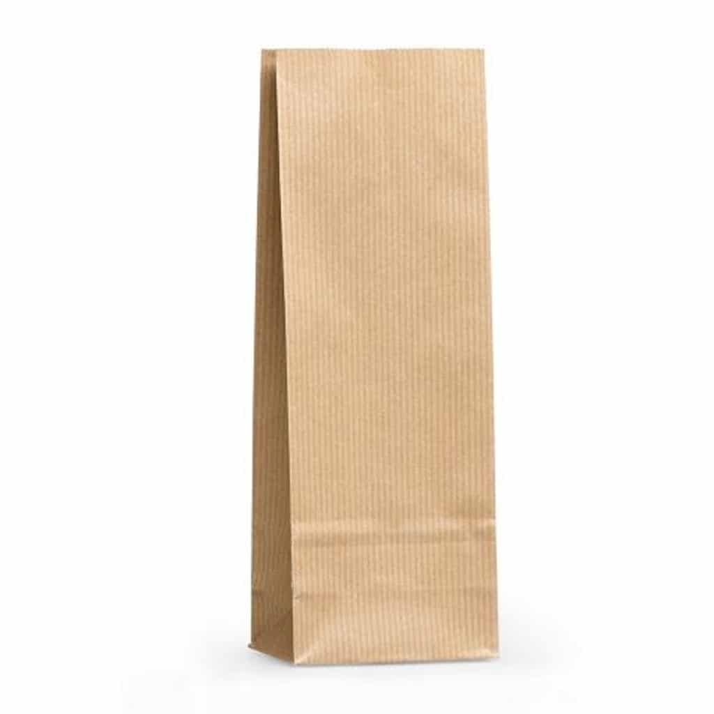 Kraft renkte çizgili 400 gr’lık alüminyum çay poşeti, 900 adetli pakette