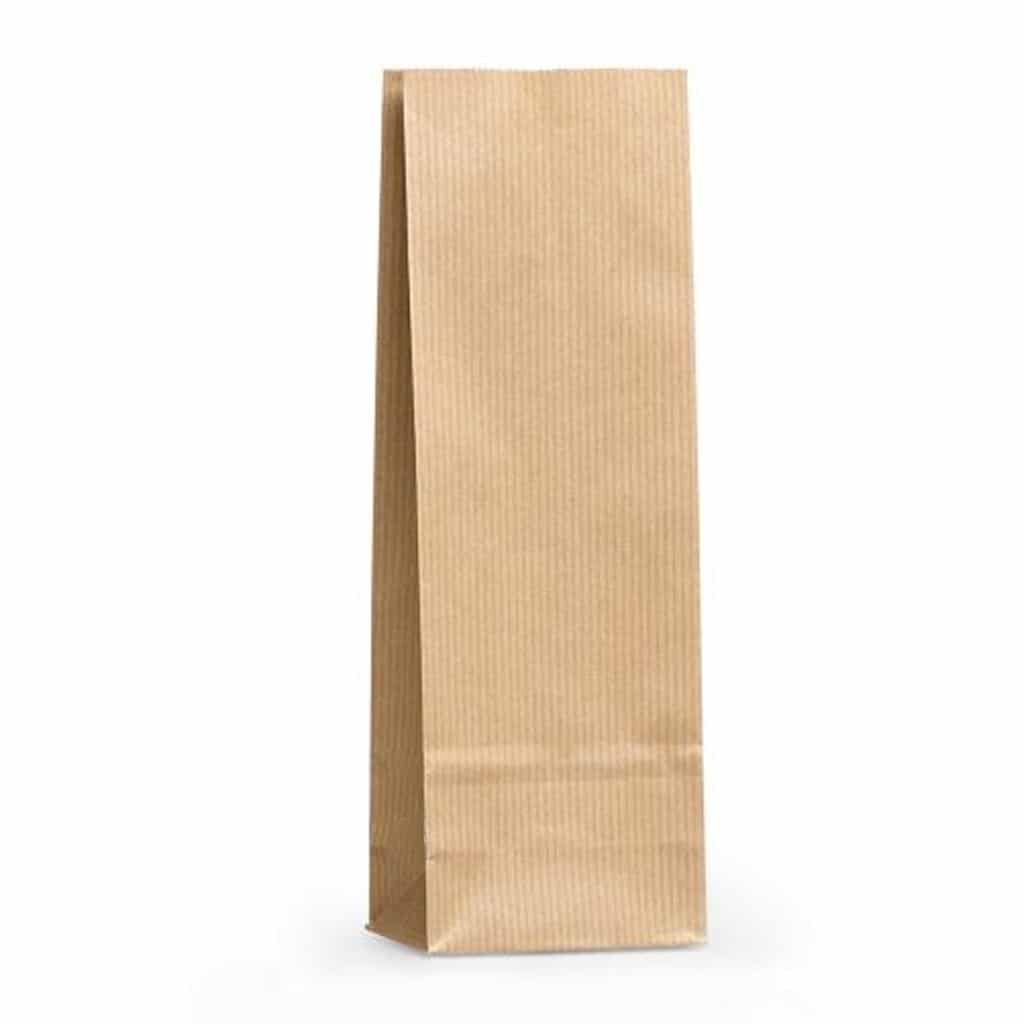 Kraft renkte çizgili 250 gr’lık alüminyum çay poşeti, 1000 adetli pakette