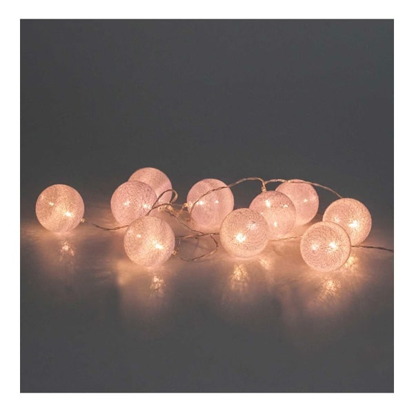 _0017_Beyaz Toplar Pilli Led Işık 10 Lamba 2m 1 Adet