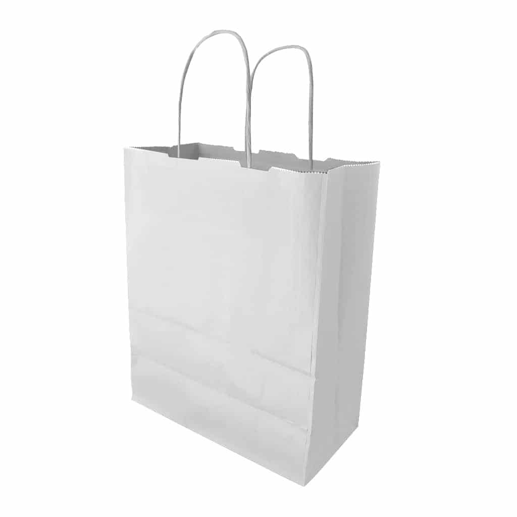 beyaz burgu saplı kağıt çanta