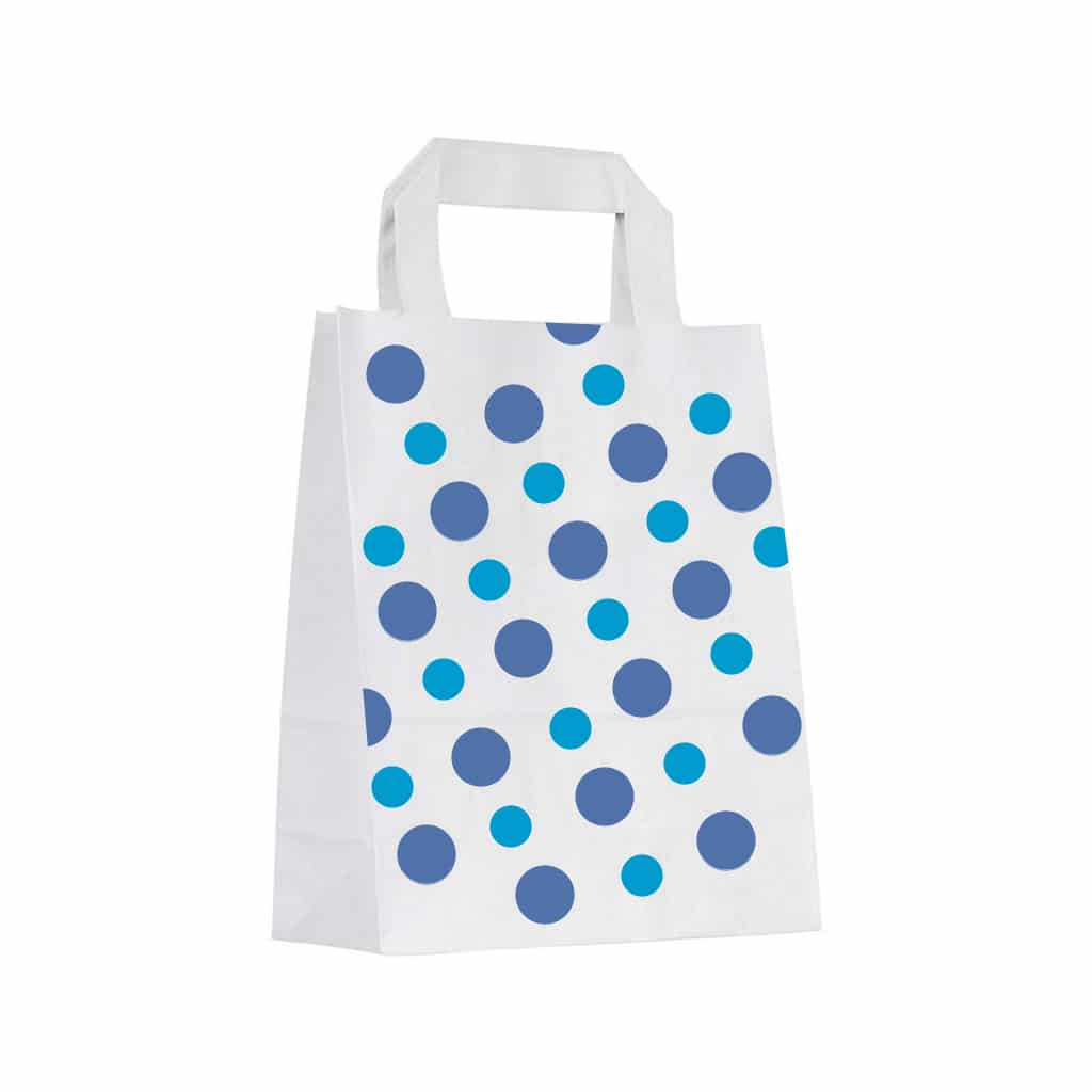 puantiyeli düz saplı 18x24x9 cm kağıt çanta