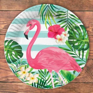 Flamingo Temalı Karton Tabak 23cm 8li