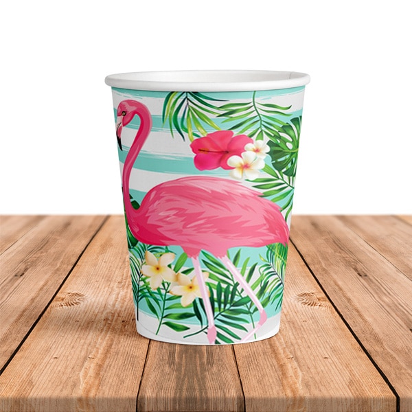 Flamingo Temalı Karton Bardak 200cc-8oz 8li