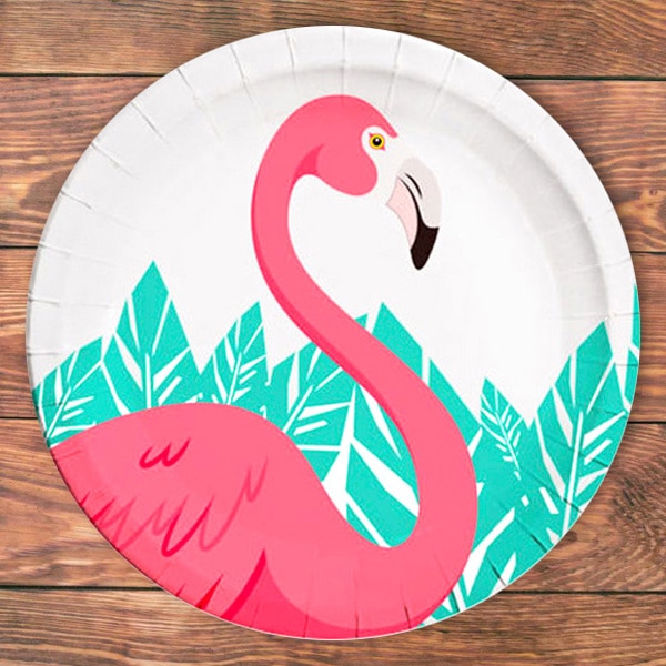 Flamingo Temalı Kağıt Tabak 23cm 8li