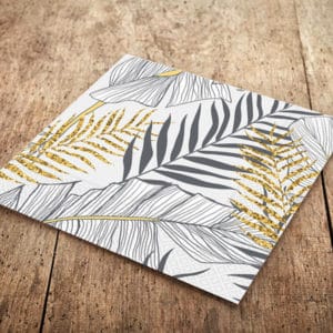Altın Simli Yapraklar Temalı Beyaz Renk Kağıt Peçete 33x33cm 20li
