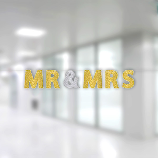 Mr&Mrs Pırıltılı Düğün Harf Afiş 1 Adet