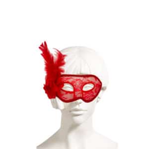 Lüks Maske Dantelli Çiçekli Kırmızı