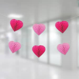 Pembe Renk Kalp Petek İp Süs 12li 4m