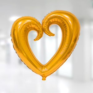 Kıvrımlı Kalp Folyo Balon 96cm x 109cm Altın 1 Adet