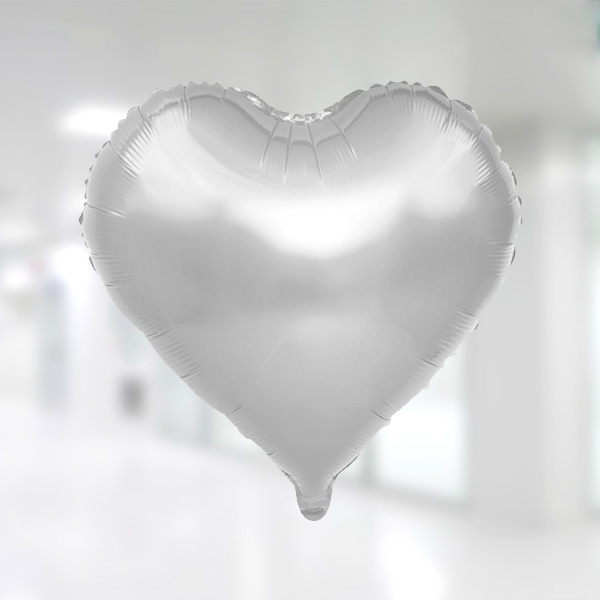 Kalp Şekilli Gümüş Renk Folyo Balon 25cm (10 inch)
