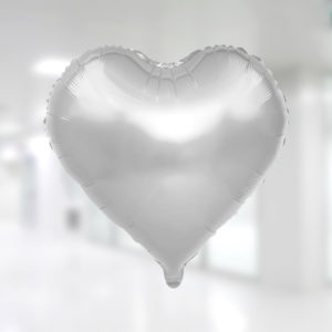 Kalp Şekilli Gümüş Renk Folyo Balon 60cm (22 inch)
