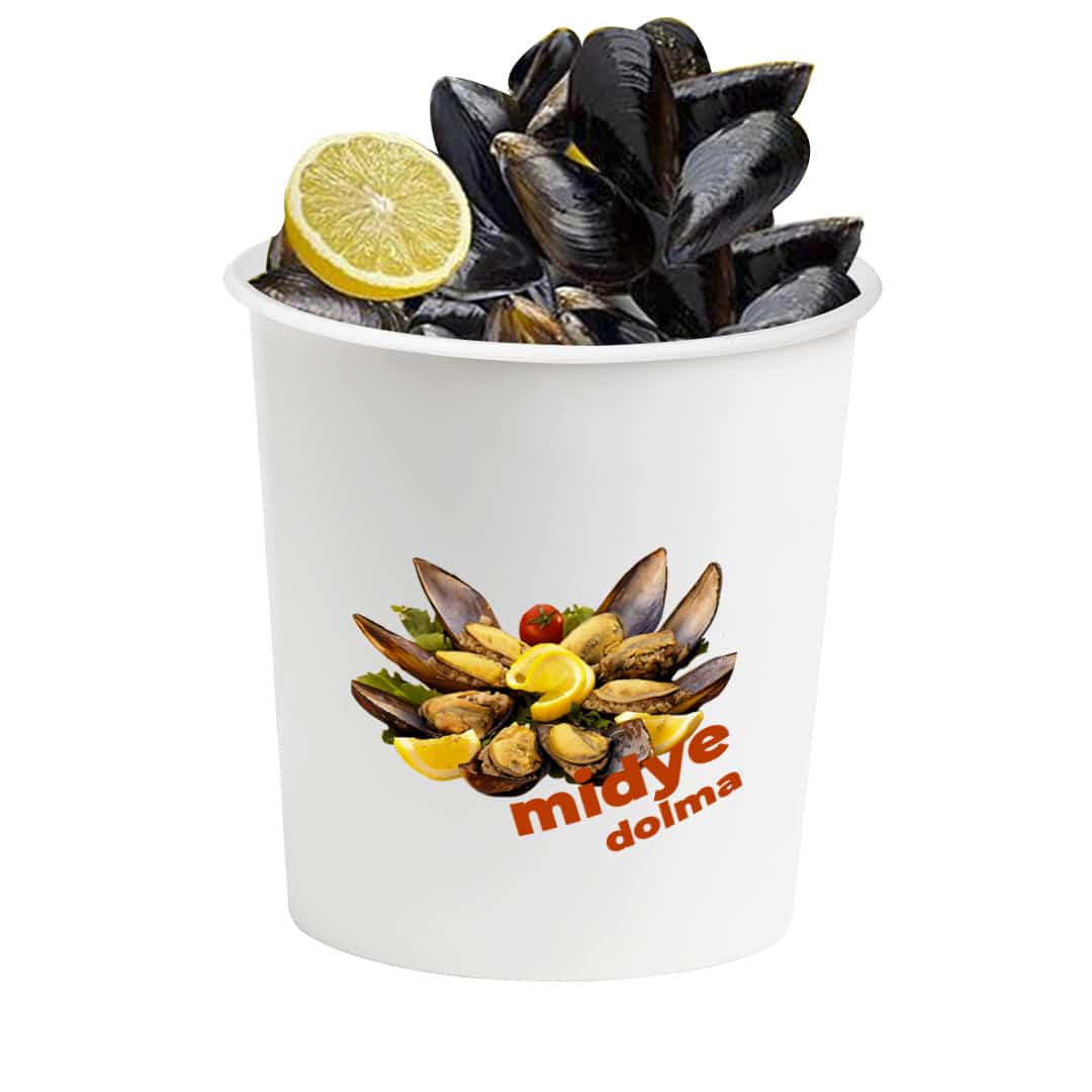 46 Oz, 85 Oz ve 130 oz karton midye dolma kovası